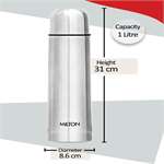Milton Thermosteel Flip Lid Flask- Silver- 1 Litre