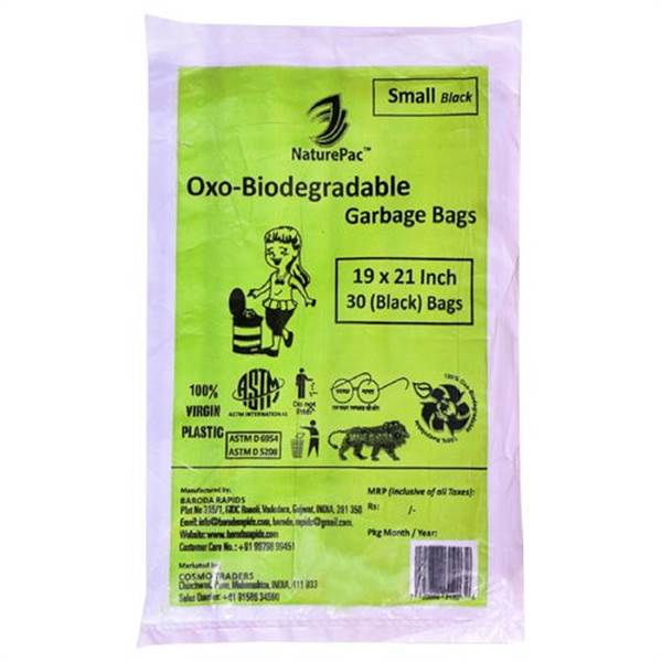 NaturePac Garbage Bag Small Black Biodegradable 30 pcs