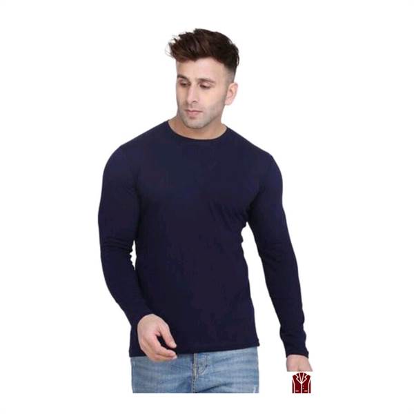 Branded Plain BLUE Full Sleeves Sports Gym T-shirt for Men (Small)