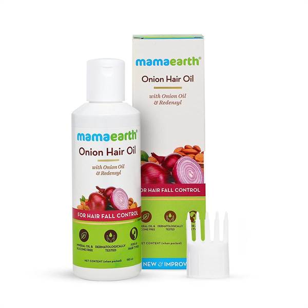 Mamaearth Onion Hair Oil for Hair Regrowth and Hair Fall Control with Redensyl