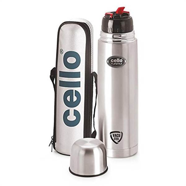 Cello Stainless Steel Flip Style Flask- Silver- 750 ml
