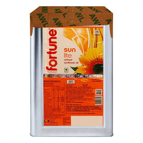 Fortune Sunlite Refined Sunflower Oil Tin 15 Litres
