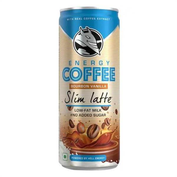 HELL ENERGY Coffee- Provides Strength, Slim Latte, Bourbon Vanilla Flavour, 250 ml