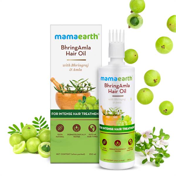 Mamaearth BhringAmla Hair Oil with Bhringraj and Amla for Intense Hair Treatment