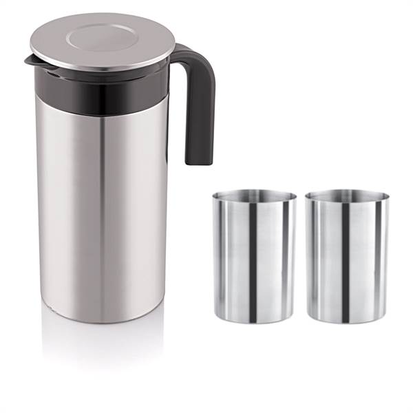 Trupti Stainless Steel Water Jug With Glass Set- 1 Unit