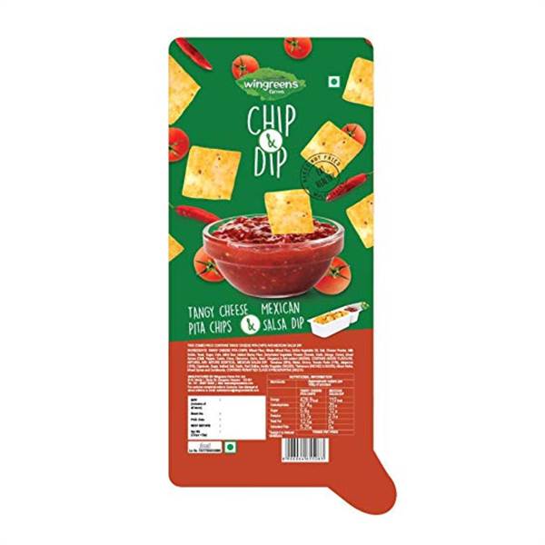 Wingreens Tangy Cheese Pita Chips With Mexican Salsa Dip