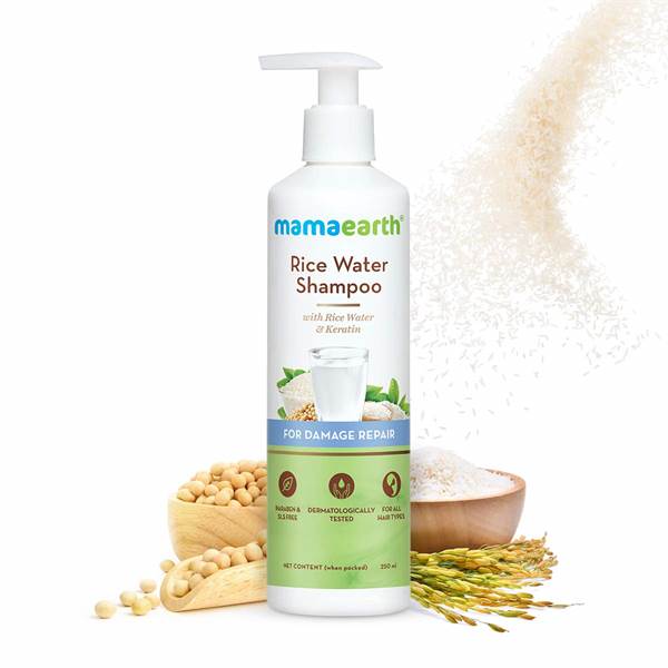 Mamaearth Rice Water Shampoo With Rice Water and Keratin For Damage Repair