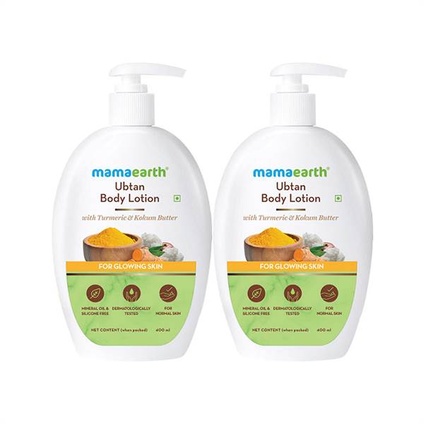 Mamaearth Ubtan Body Lotion with Turmeric and Kokum Butter for Glowing Skin 400 ml (Pack of 2)