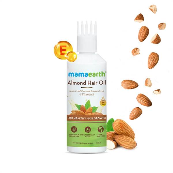 Almond Hair Oil with Cold Pressed Almond Oil and Vitamin E for Healthy