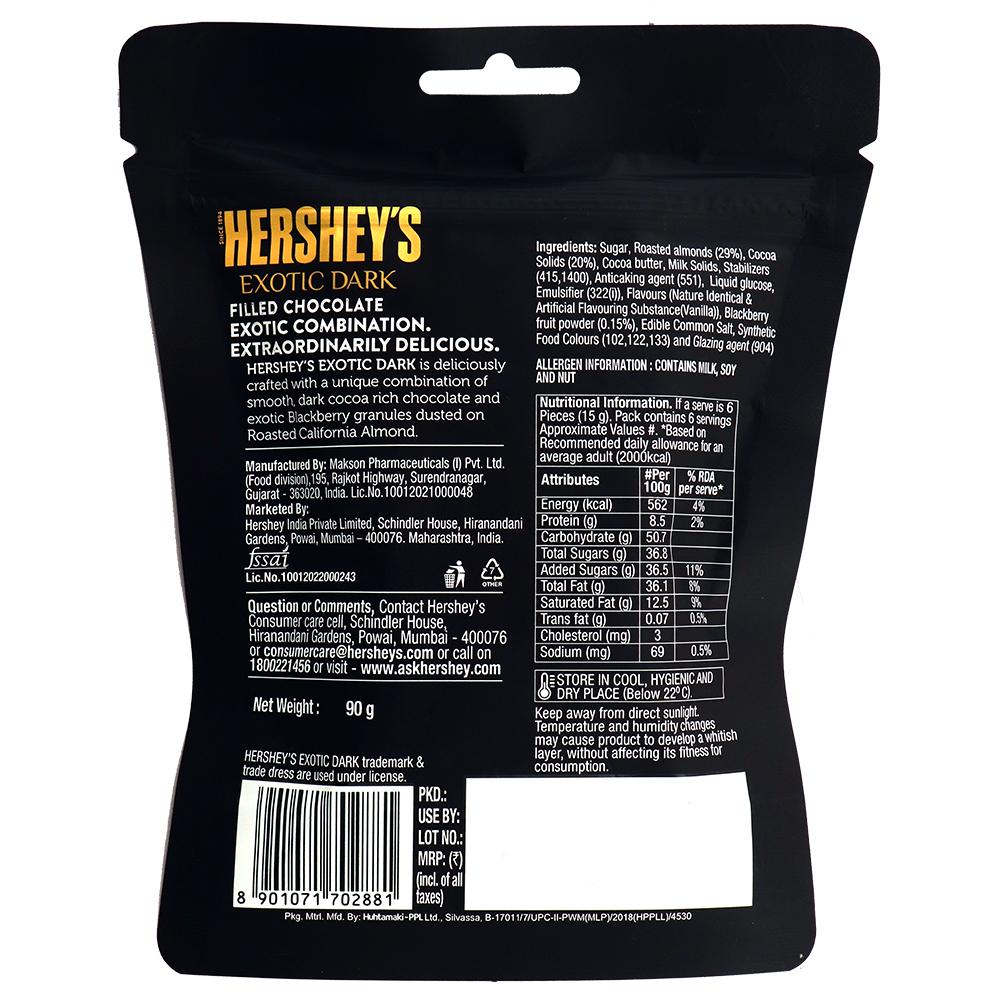 Buy Hersheys Exotic Dark Almond Blackberry Flavor Chocolate 90 gms