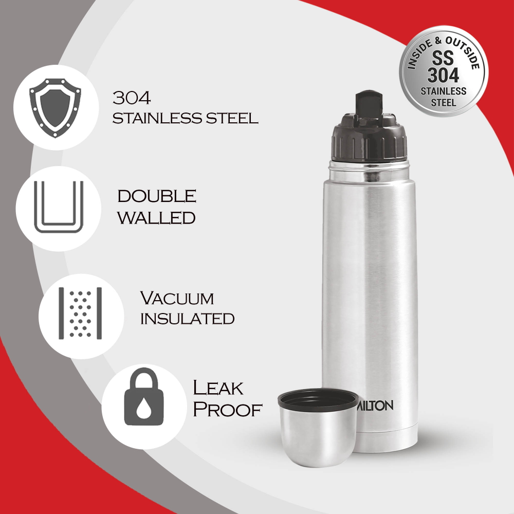 Milton Thermosteel Omega 500 ml Flask (Pack of 1, Silver) authorized dealer