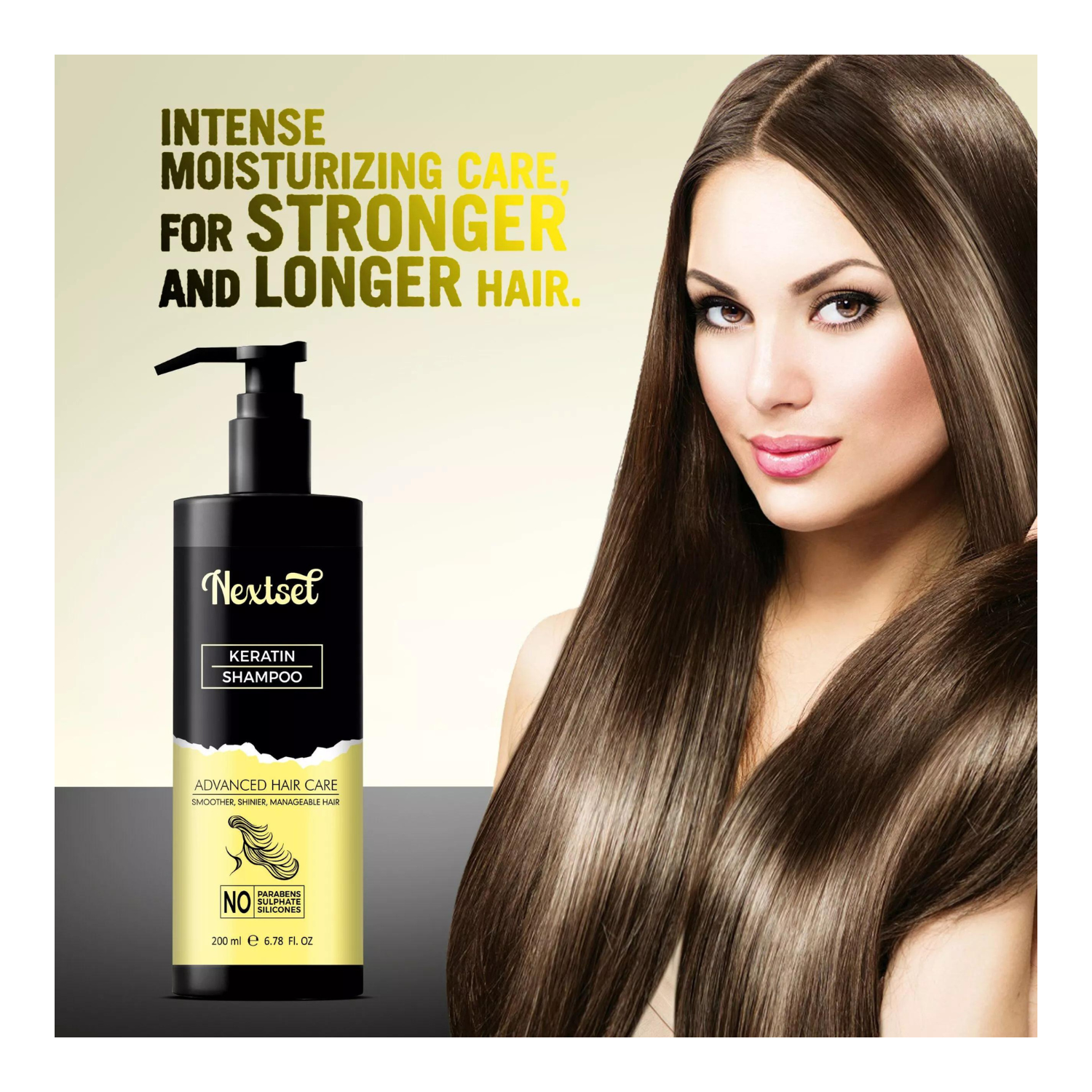 Nextset Keratin And Argan Oil Smooth Therapy Shampoo-200ml- Intense Hair Repair For Dry