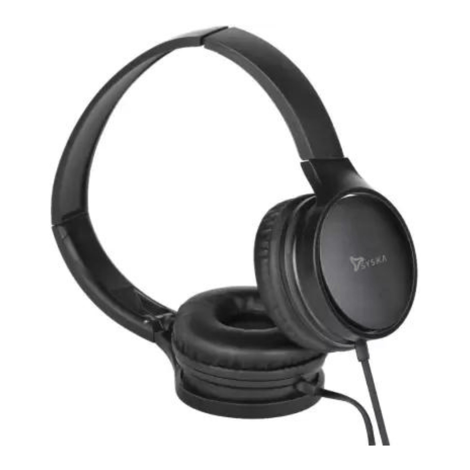 Buy Syska HS500- JET BLACK 40 MM DRIVER Wired Headphone (Jet Black, On ...